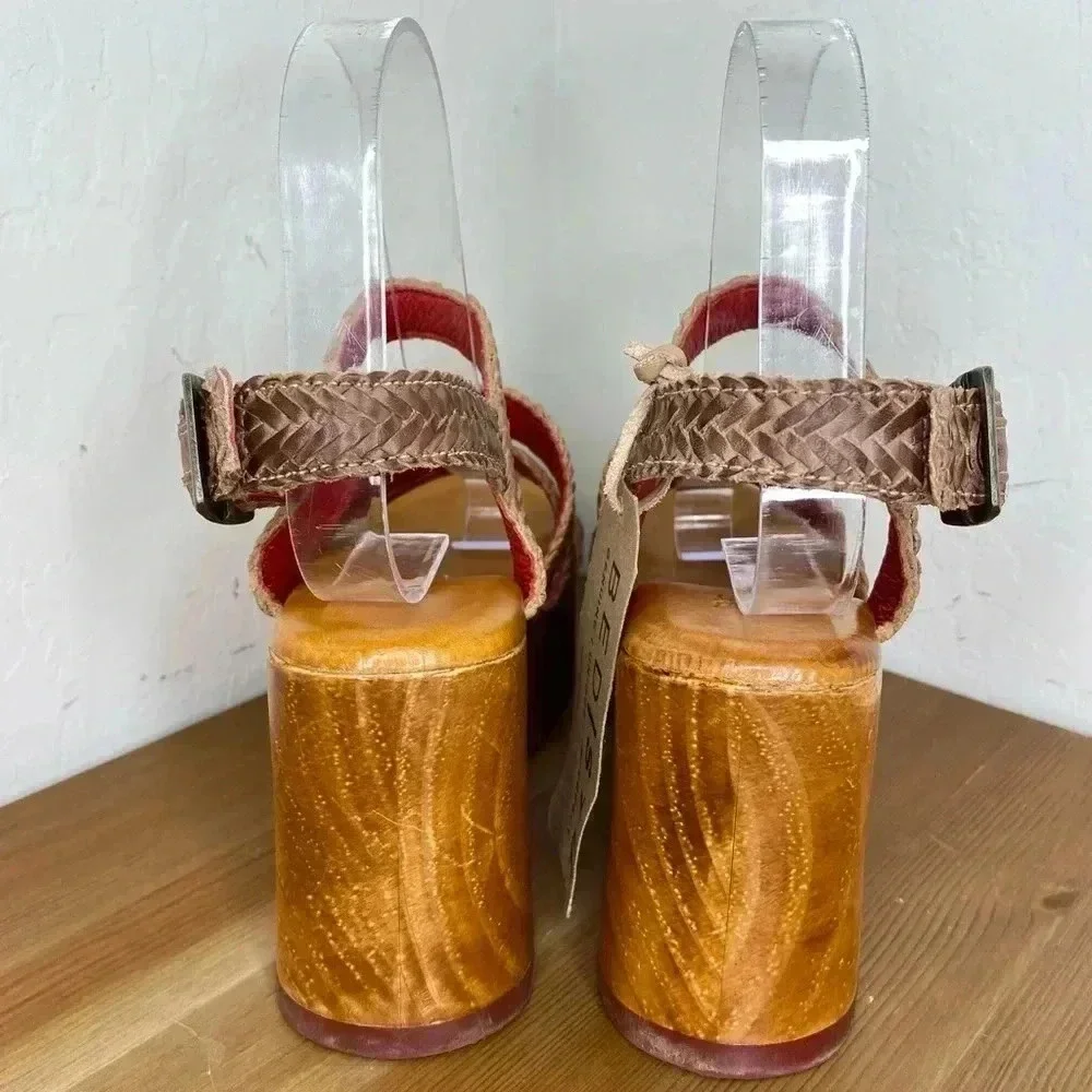 NEW Bed Stu Voicing Braided Leather Platform Sandals Size 7.5